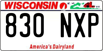 WI license plate 830NXP