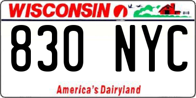 WI license plate 830NYC