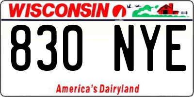 WI license plate 830NYE