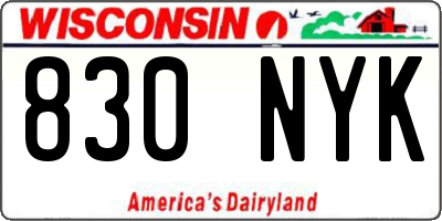 WI license plate 830NYK