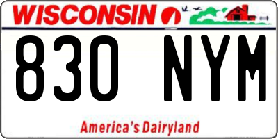 WI license plate 830NYM