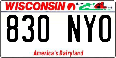 WI license plate 830NYO