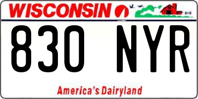 WI license plate 830NYR