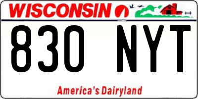 WI license plate 830NYT