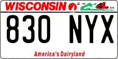 WI license plate 830NYX