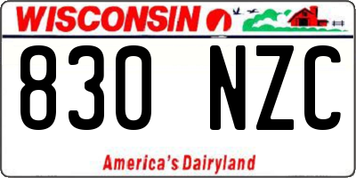 WI license plate 830NZC
