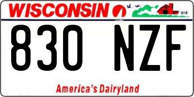 WI license plate 830NZF