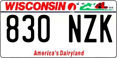 WI license plate 830NZK