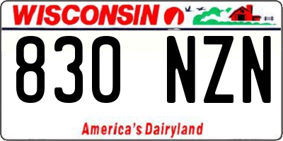 WI license plate 830NZN