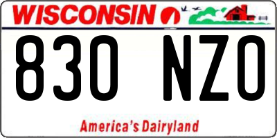 WI license plate 830NZO