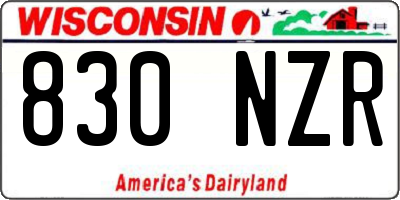 WI license plate 830NZR