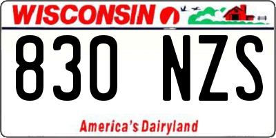WI license plate 830NZS