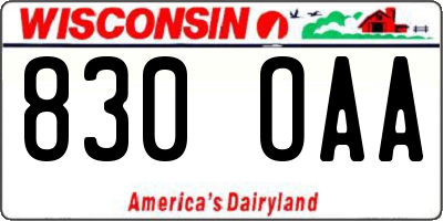 WI license plate 830OAA