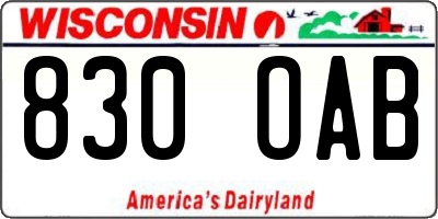 WI license plate 830OAB
