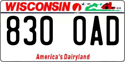 WI license plate 830OAD