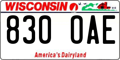 WI license plate 830OAE