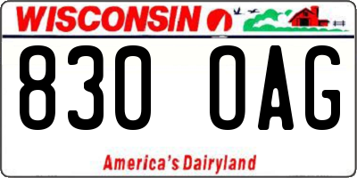 WI license plate 830OAG