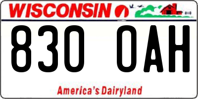 WI license plate 830OAH