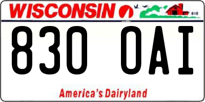 WI license plate 830OAI