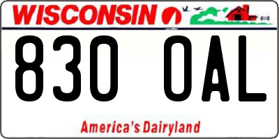 WI license plate 830OAL