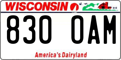 WI license plate 830OAM
