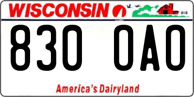 WI license plate 830OAO