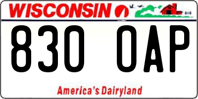 WI license plate 830OAP