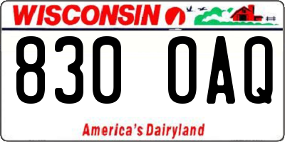 WI license plate 830OAQ