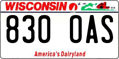 WI license plate 830OAS
