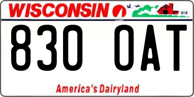 WI license plate 830OAT