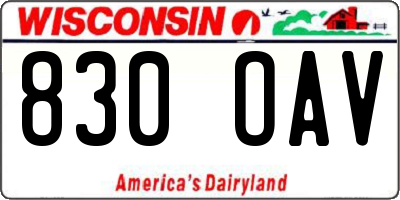 WI license plate 830OAV