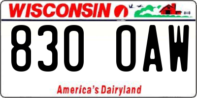 WI license plate 830OAW