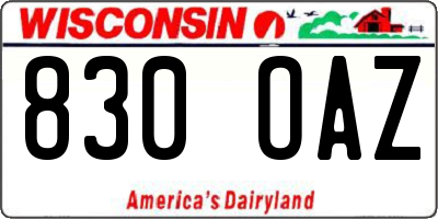 WI license plate 830OAZ