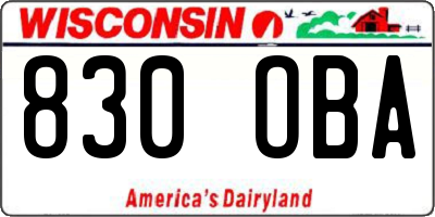 WI license plate 830OBA