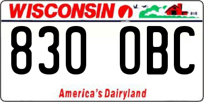 WI license plate 830OBC