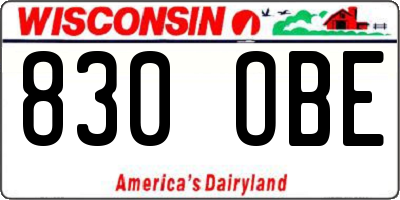 WI license plate 830OBE