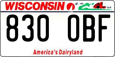 WI license plate 830OBF