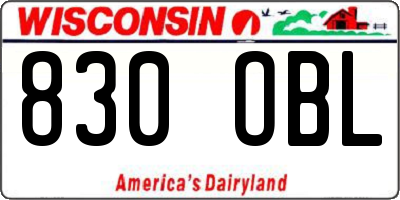 WI license plate 830OBL