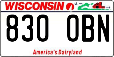 WI license plate 830OBN