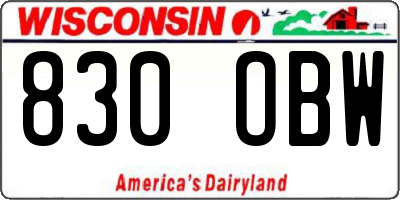 WI license plate 830OBW