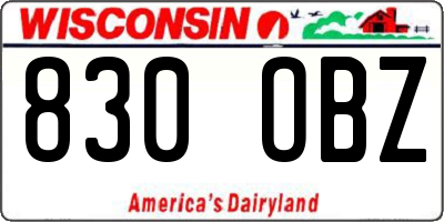 WI license plate 830OBZ