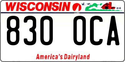 WI license plate 830OCA