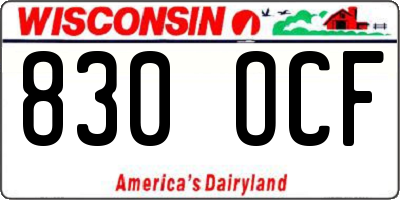 WI license plate 830OCF