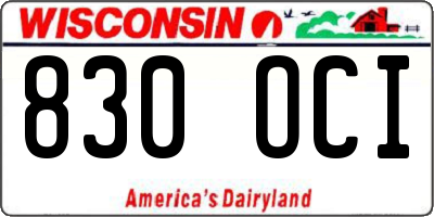 WI license plate 830OCI