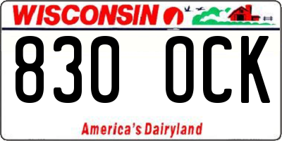 WI license plate 830OCK