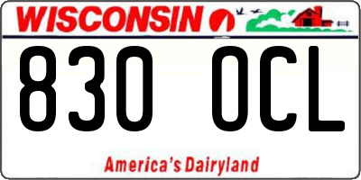 WI license plate 830OCL