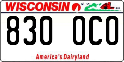 WI license plate 830OCO