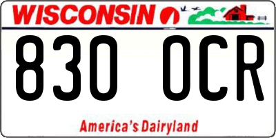 WI license plate 830OCR