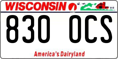 WI license plate 830OCS