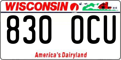 WI license plate 830OCU